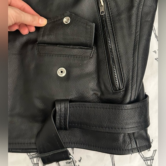 ASOS Reclaimed Vintage Black Real Leather Biker
Jacket Moto Stud ASOS H&M Zara M - Picture 10 of 16